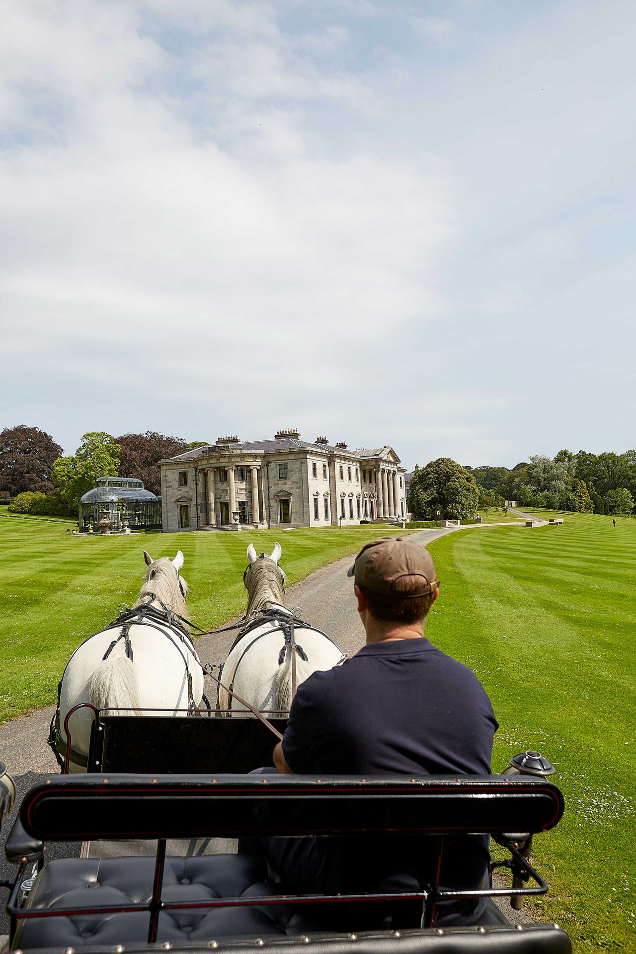Kutschenfahrt auf dem Gelände des Ballyfin Demesne, Irland