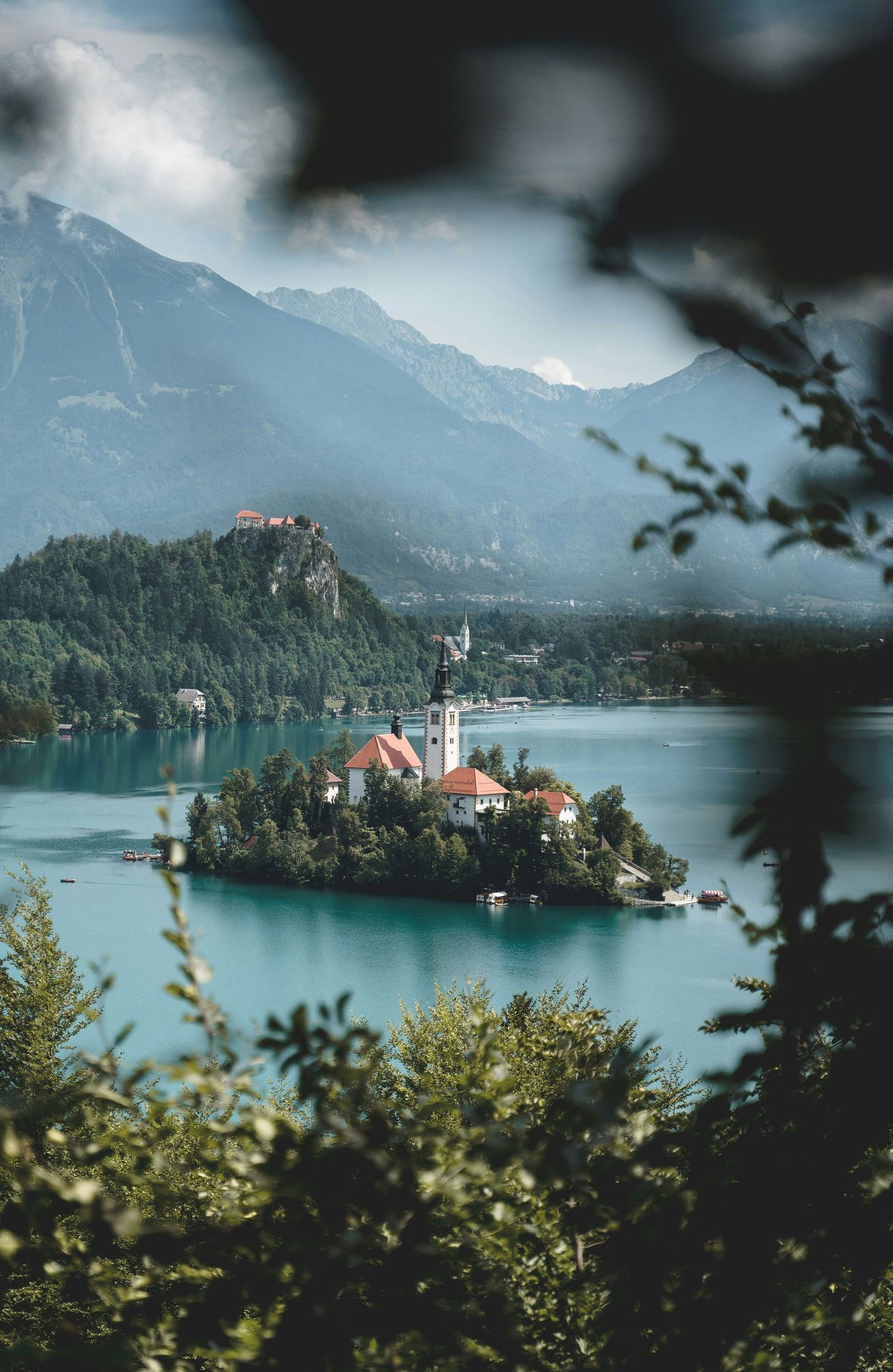 Bleder See mit Insel Blejski Otok und Wallfahrtskirche Mari&auml; Himmelfahrt