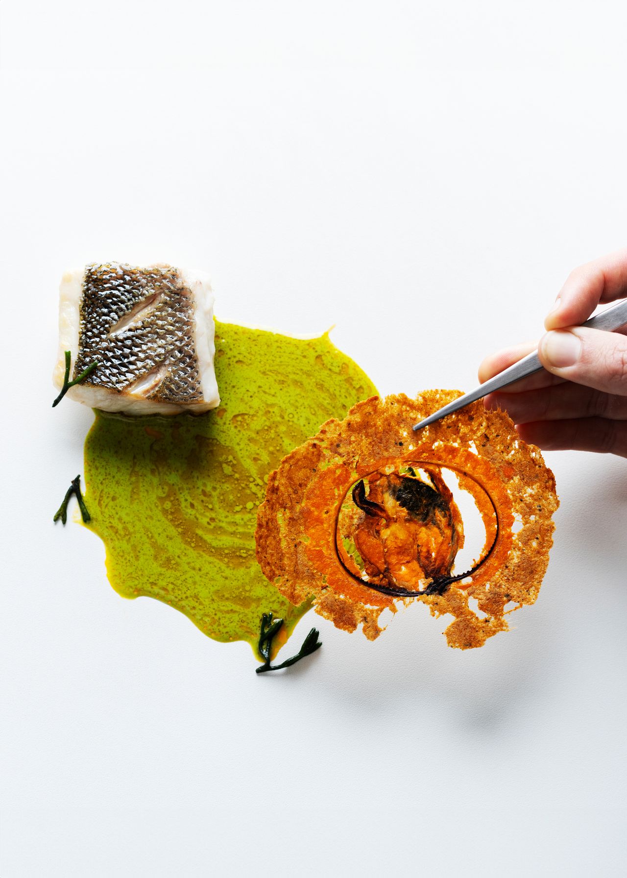 Wolfsbarsch und grüne Mollusken-Sauce im Arzak, San Sebastián
