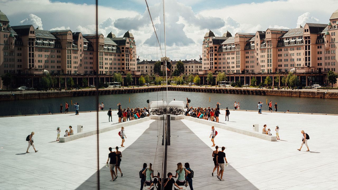 Oslo, Opernhaus und Blick auf die andere Seite des Fjordes