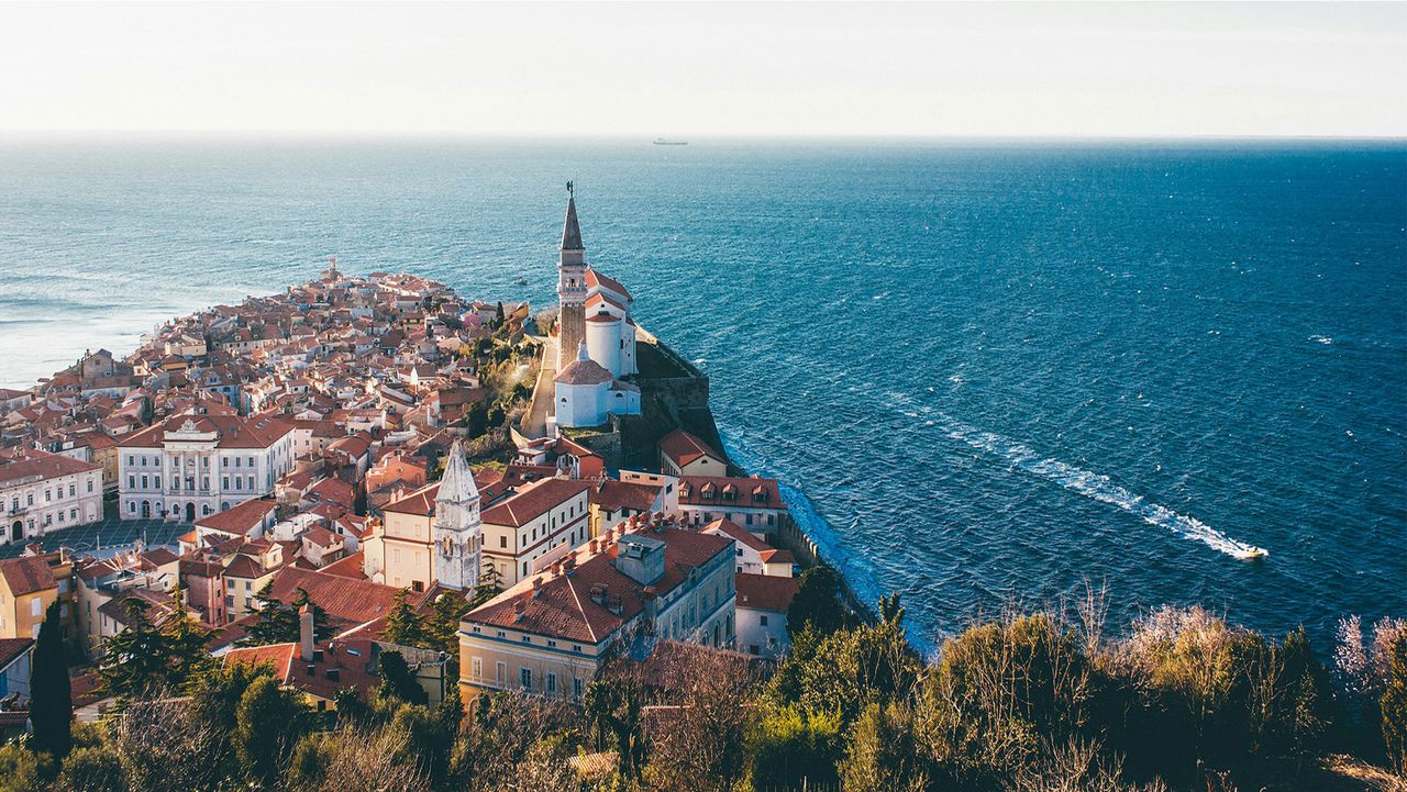 Blick auf Piran und die slowenische Adriaküste