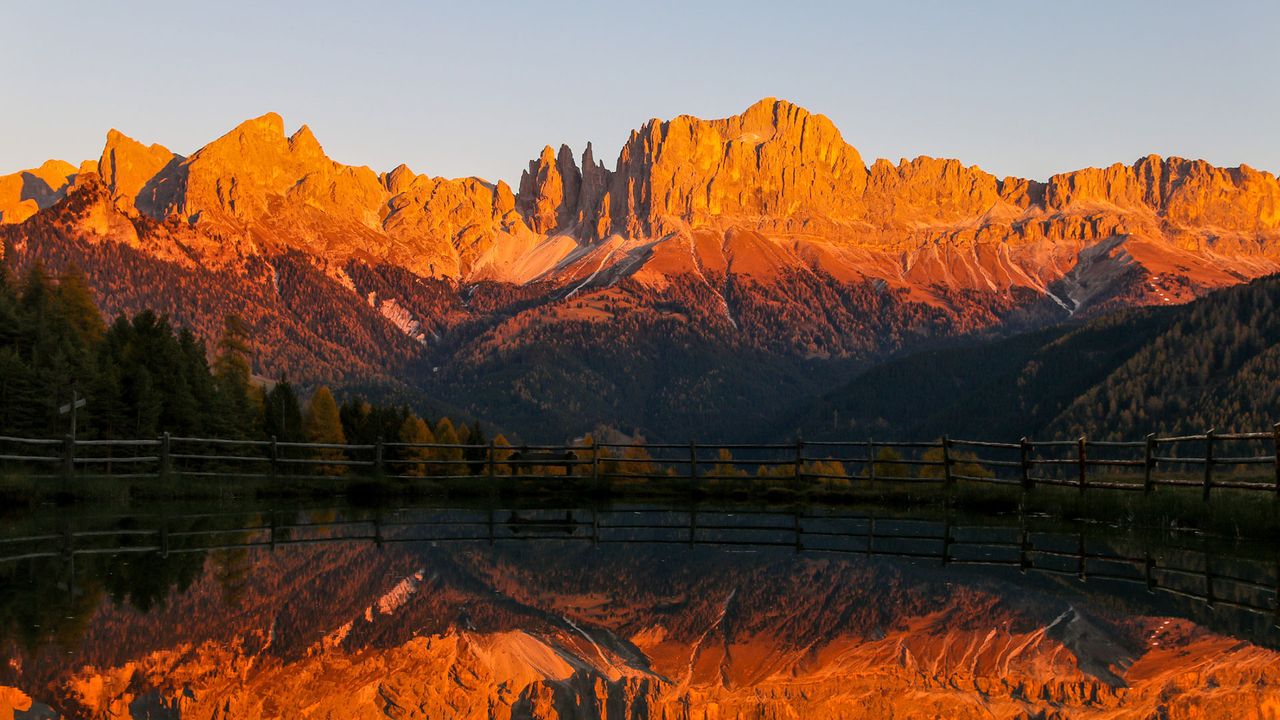Rosengarten in den Dolomiten, Sonnenuntergang