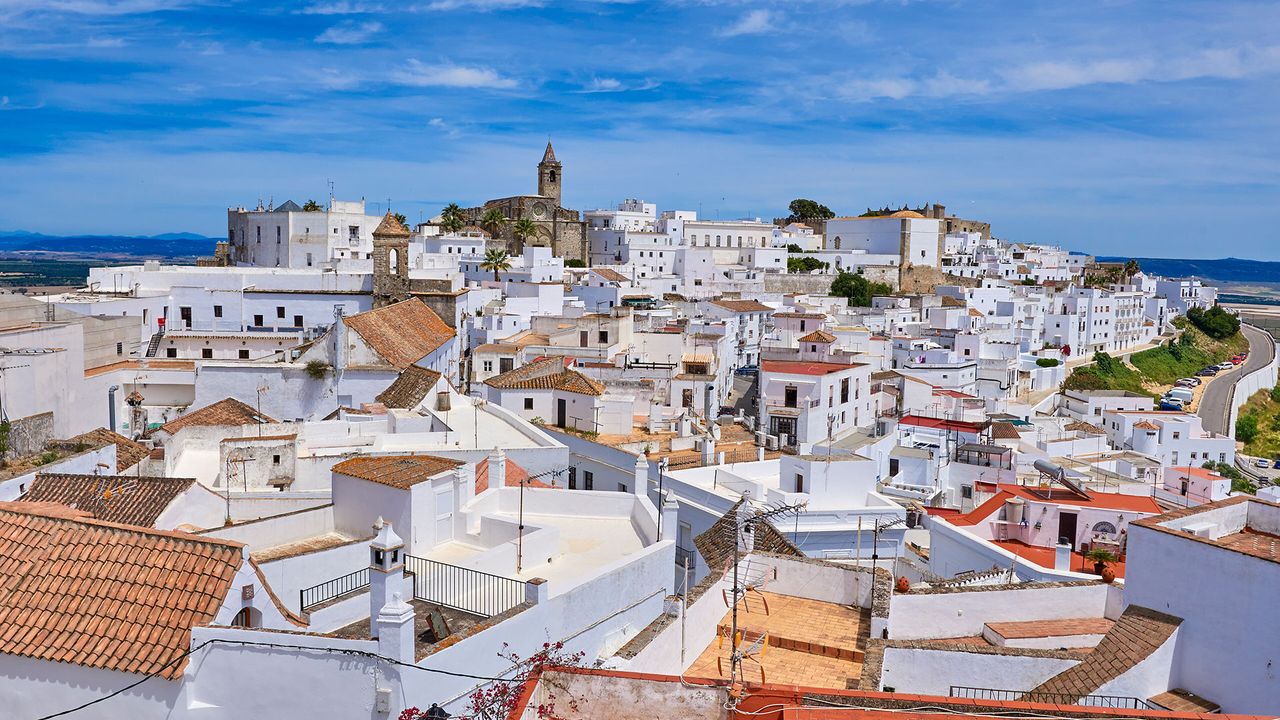 Panoramablick über Vejer de la Frontera, Andalusien