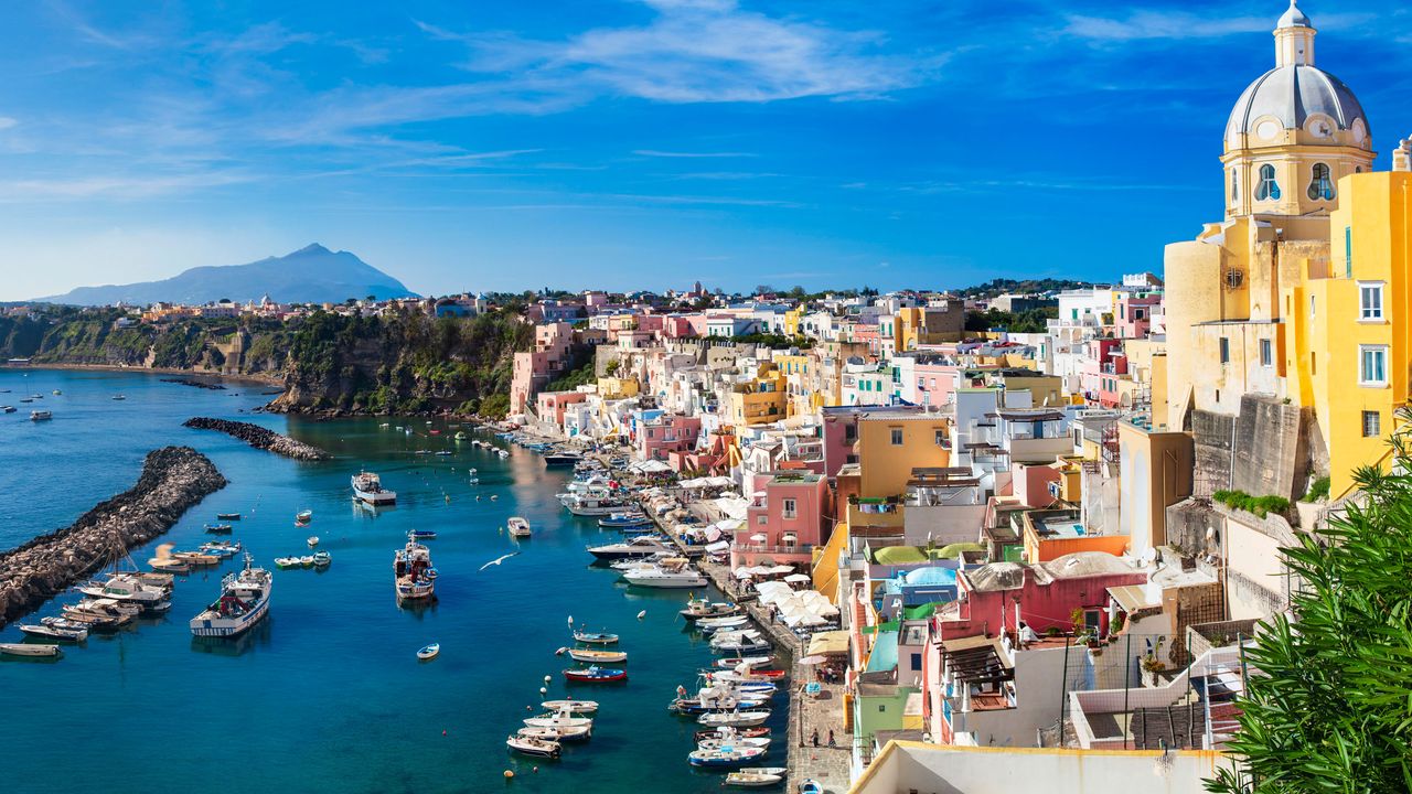 Blick auf Insel Procida, Italien