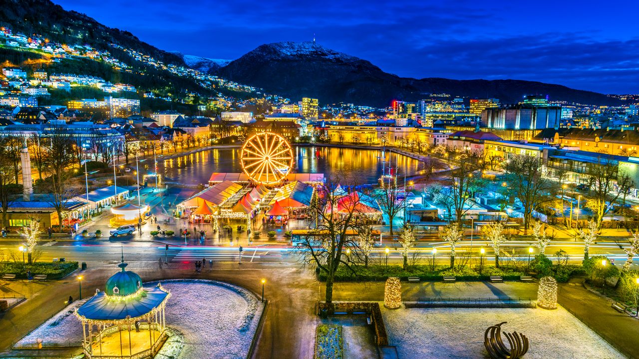 Weihnachtsmarkt in Bergen, Norwegen