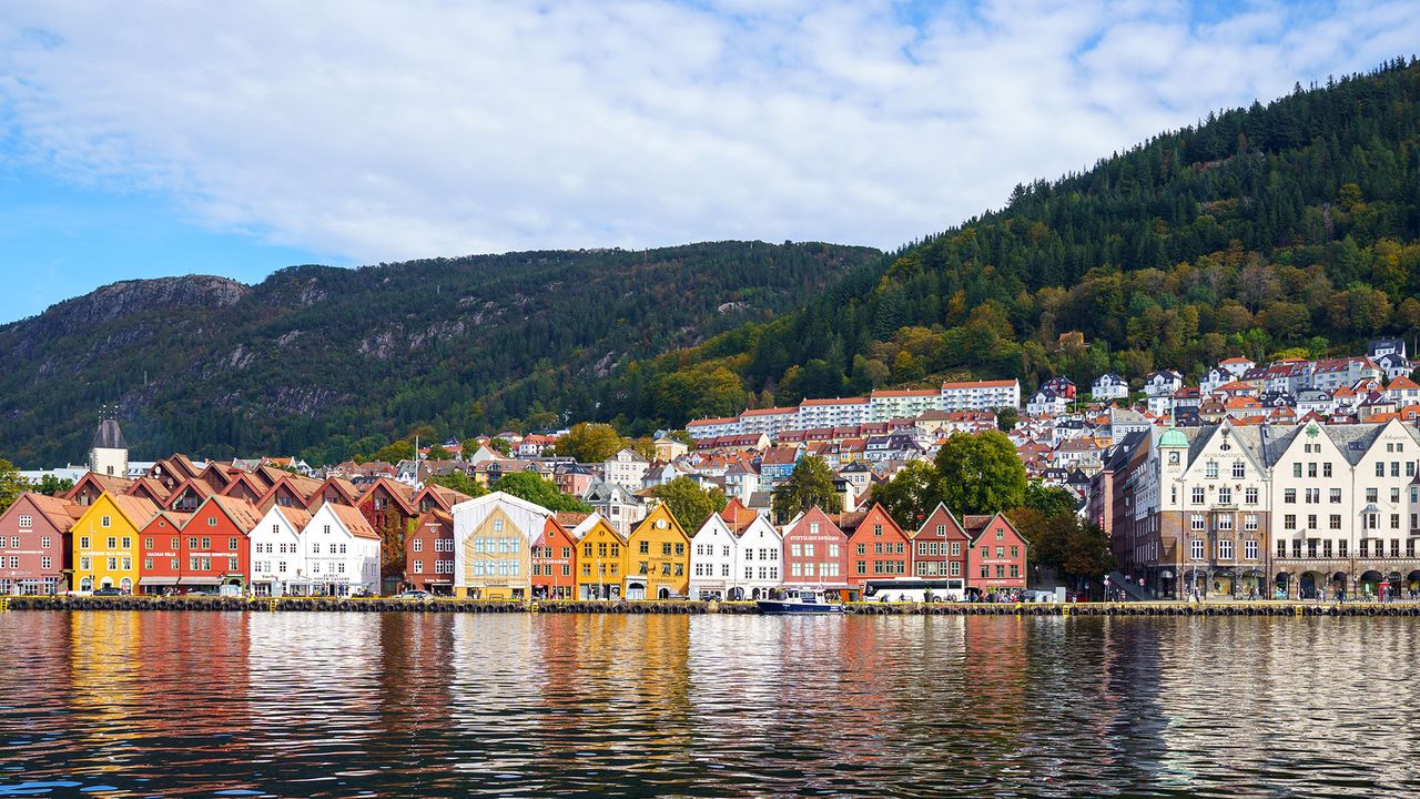 Bryggen in Bergen, Hafenansicht