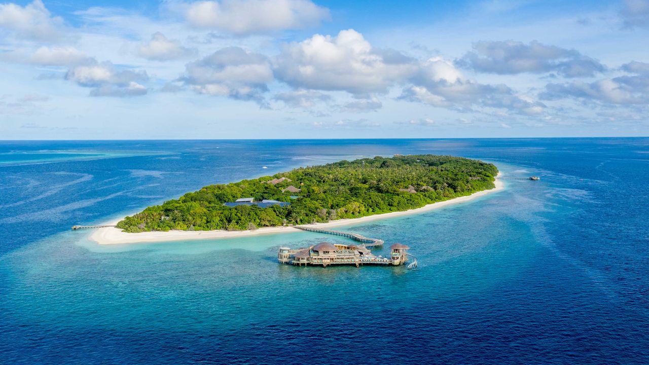 Luftaufnahme Soneva Fushi Island, Malediven
