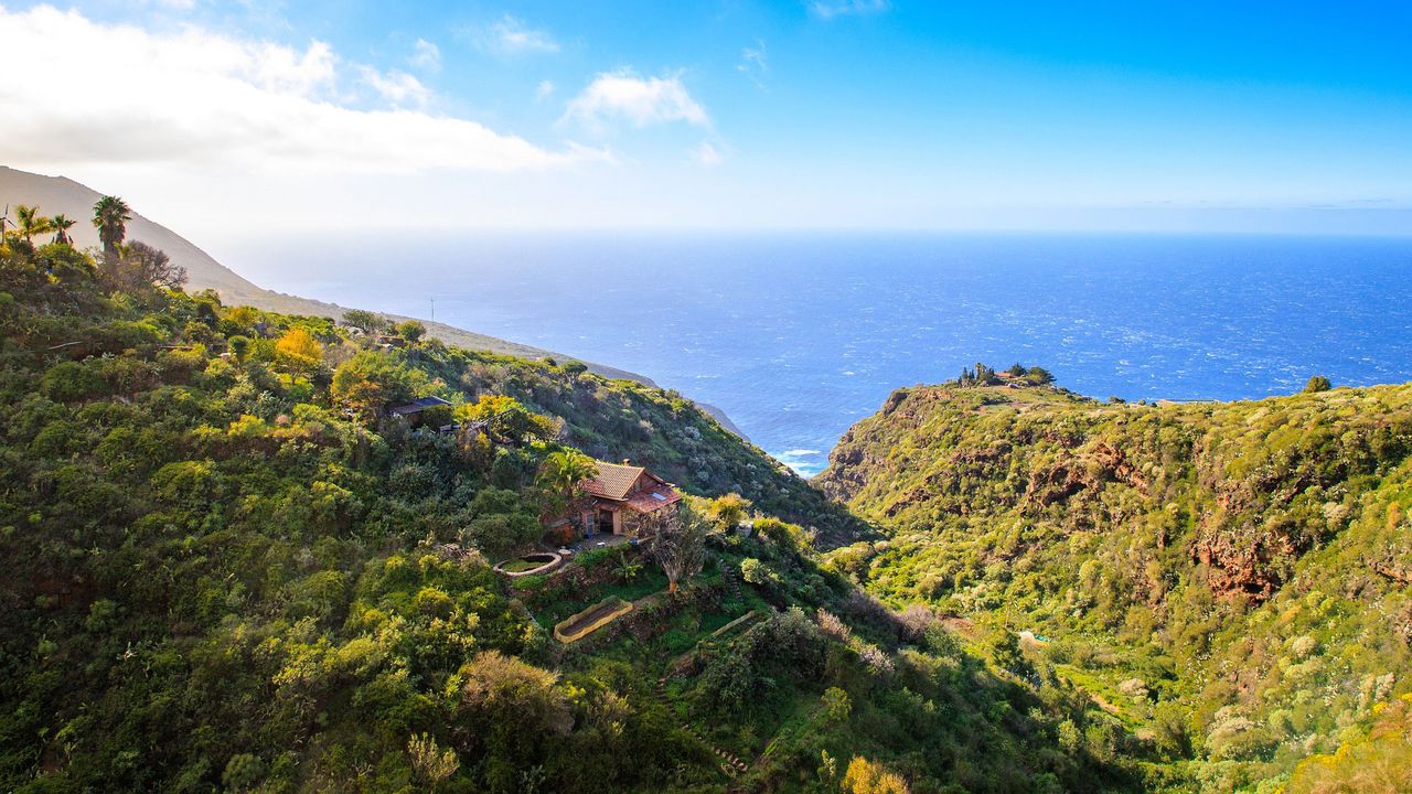 Blick auf Landschaft und Meer, La Palma