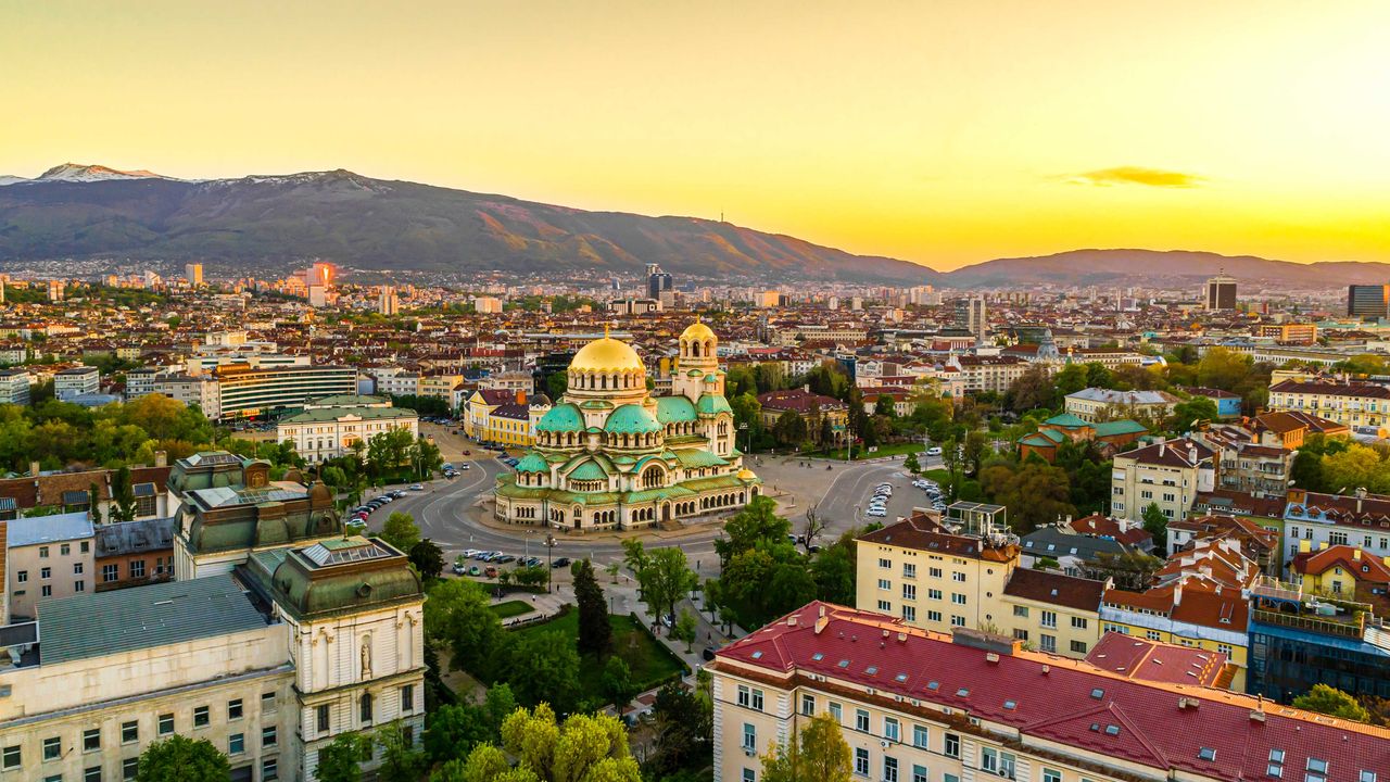 Luftaufnahme der Alexander-Newski-Kathedrale, Sofia