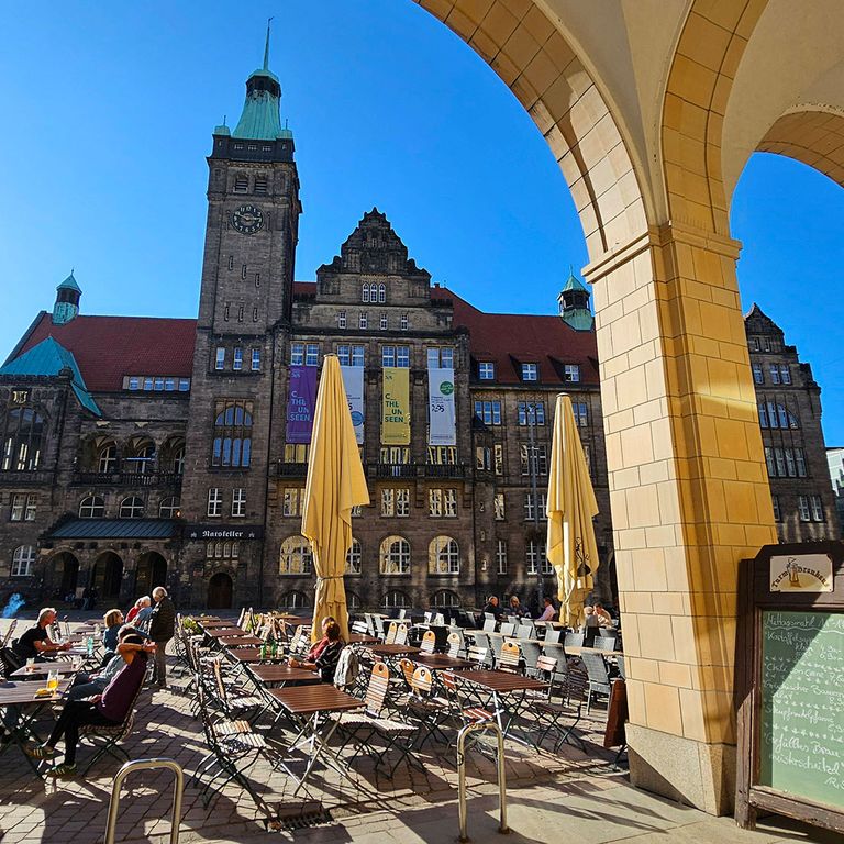 Blick auf den Marktplatz in Chemnitz Blick auf den Marktplatz in Chemnitz