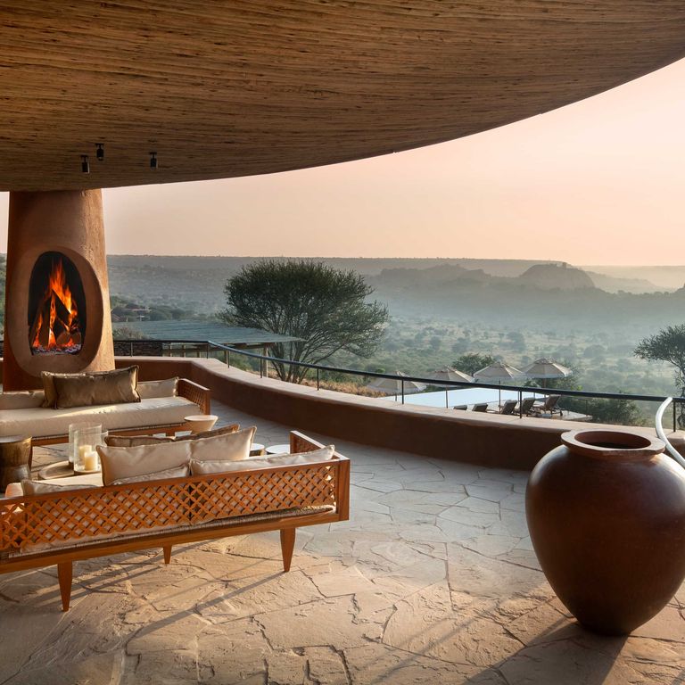 Blick von der Terrasse der Suyian Lodge, Laikipia County