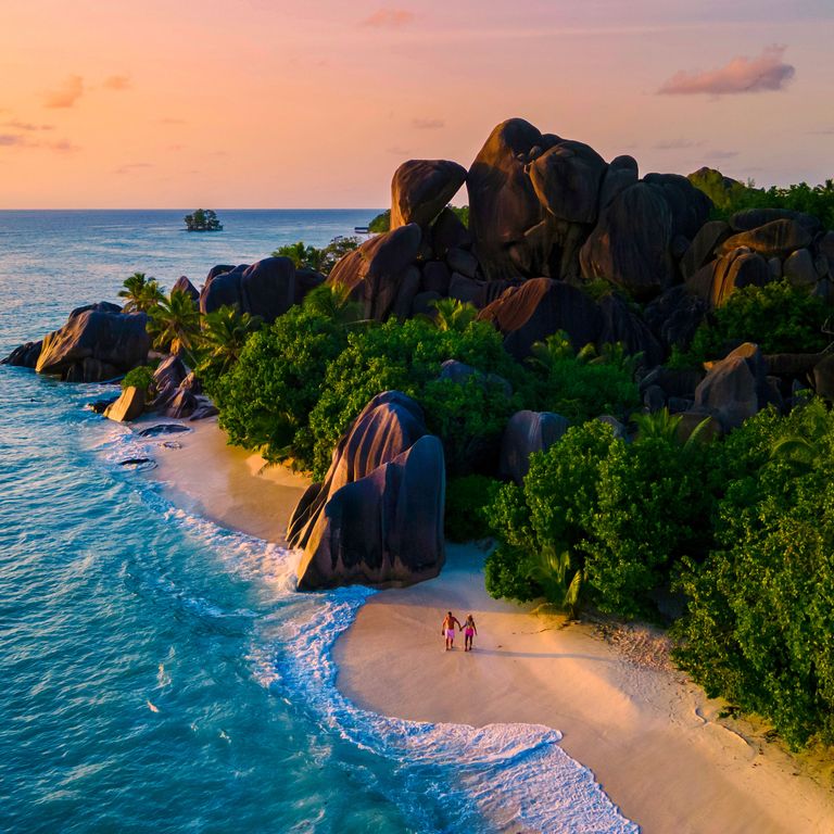 Der Strand Anse Source d'Argent auf La Digue ist einer der schönsten der Seychellen. Anse Source d'Argent, Strand auf den Seychellen